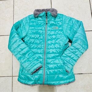 The North Face Kids Aqua Puffer Jacket with Gray Trim
